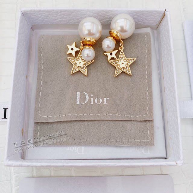 Dior飾品 迪奧經典熱銷款925銀針星星珍珠耳釘耳環  zgd1470